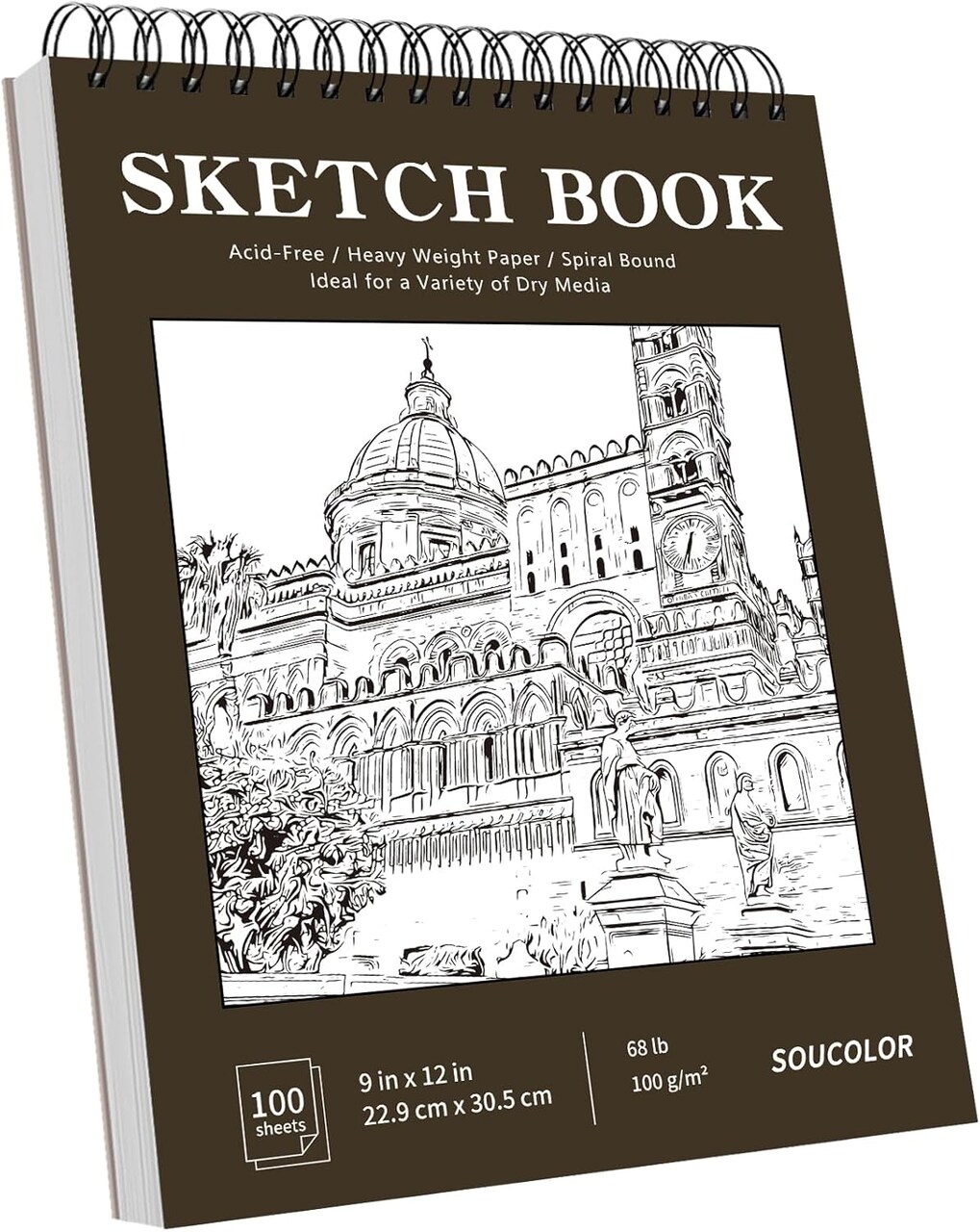 9x12” Classroom Sketchbook – 100 Sheets, 68lb/100gsm Acid-Free Drawing Pad